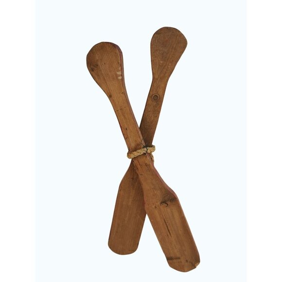 Decorative Rustic Wooden Oar Paddle Set With Rope Accent Red & Natural Wood Fini - Picture 10 of 10